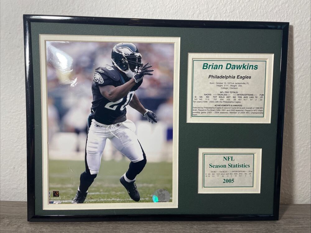 Brian Dawkins Philadelphia Eagles 2005 Season Statistics Framed Photo Display